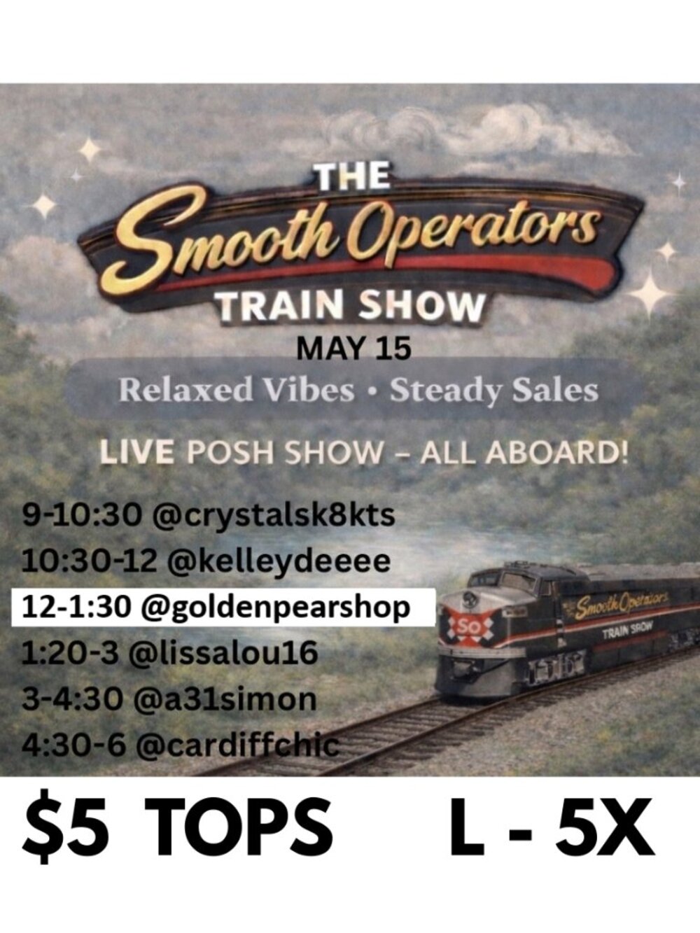 FRI MAY 15th 12 - 1:30 PM EST  $5 TOPS